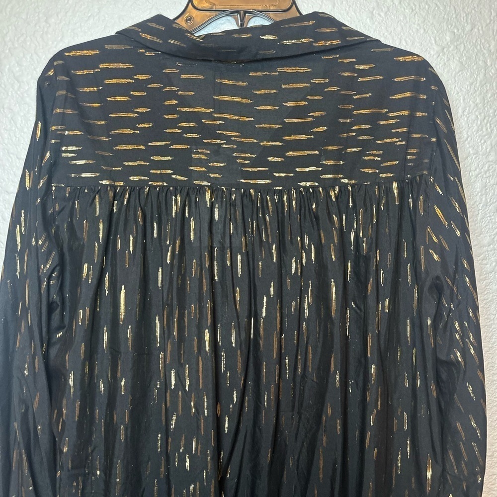 NWT ZARA Women’s Black and Gold Metallic Shirt Dress Size XL - Picture 7 of 10